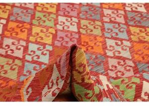 Tappeto Kilim Geometrico Rosso Mattone Multicolore Quadrato 258x292 Cm