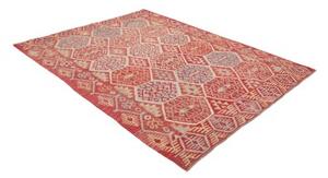 Tappeto Kilim Stilizzato Rosso Mattone Azzurro 180x236 Cm