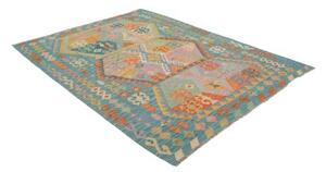 Tappeto Kilim Stilizzato Turchese Multicolore 177x228 Cm