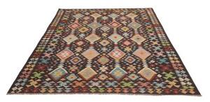 Tappeto Kilim Geometrico Marrone Scuro Multicolore 177x252 Cm