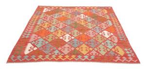 Tappeto Kilim Geometrico Rosso Multicolore 156x193 Cm