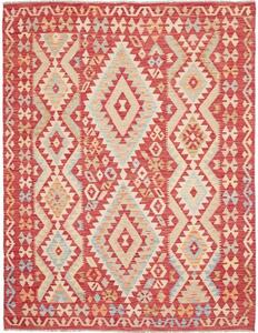 Tappeto Kilim Geometrico Rosso Beige 179x232 Cm