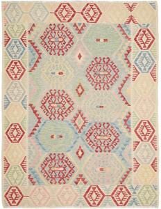 Tappeto Kilim Stilizzato Azzurro Rosso 178x229 Cm