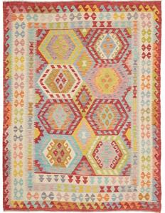 Tappeto Kilim Geometrico Rosso Beige 183x240 Cm