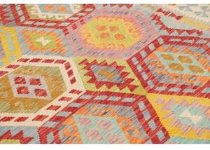 Tappeto Kilim Geometrico Rosso Beige 183x240 Cm