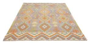 Tappeto Kilim Geometrico Grigio Arancione 170x242 Cm