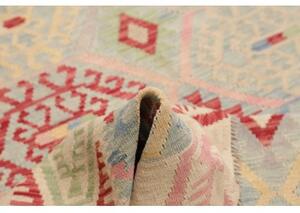 Tappeto Kilim Stilizzato Azzurro Rosso 178x229 Cm