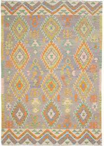 Tappeto Kilim Geometrico Grigio Arancione 170x242 Cm