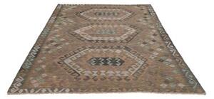 Tappeto Kilim Geometrico Marrone Grigio 168x240 Cm