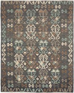 Tappeto Kilim Stilizzato Grigio Scuro Beige 156x195 Cm