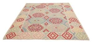 Tappeto Kilim Stilizzato Azzurro Rosso 178x229 Cm