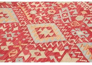 Tappeto Kilim Geometrico Rosso Beige 191x251 Cm