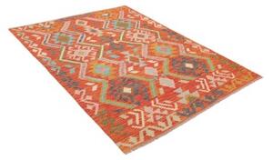 Tappeto Kilim Geometrico Arancione Azzurro 153x191 Cm