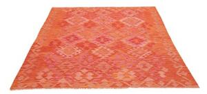 Tappeto Kilim Geometrico Rosso Mattone Arancione 150x193 Cm