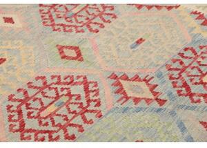 Tappeto Kilim Stilizzato Azzurro Rosso 178x229 Cm