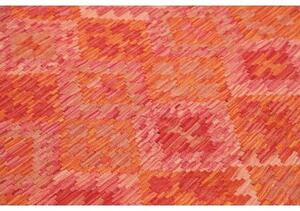 Tappeto Kilim Geometrico Rosso Mattone Arancione 150x193 Cm