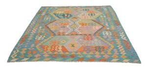 Tappeto Kilim Stilizzato Turchese Multicolore 177x228 Cm