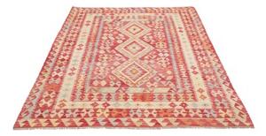 Tappeto Kilim Stilizzato Rosso Beige 173x230 Cm