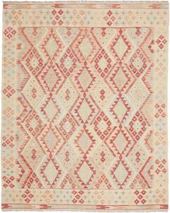 Tappeto Kilim Geometrico Avorio Rosso 187x227 Cm