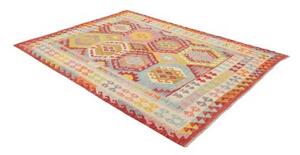 Tappeto Kilim Geometrico Rosso Beige 183x240 Cm