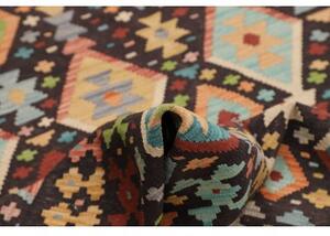 Tappeto Kilim Geometrico Marrone Scuro Multicolore 177x252 Cm