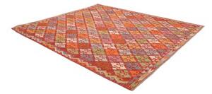 Tappeto Kilim Geometrico Rosso Mattone Multicolore Quadrato 258x292 Cm