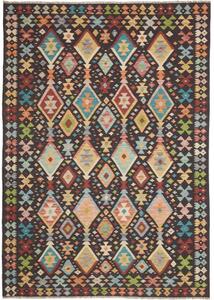 Tappeto Kilim Geometrico Marrone Scuro Multicolore 177x252 Cm