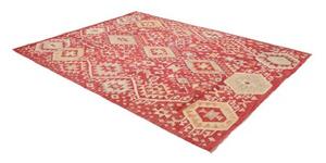 Tappeto Kilim Geometrico Rosso Beige 191x251 Cm