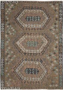 Tappeto Kilim Geometrico Marrone Grigio 168x240 Cm