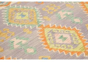 Tappeto Kilim Geometrico Grigio Arancione 170x242 Cm