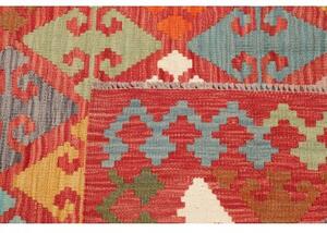 Tappeto Kilim Geometrico Rosso Multicolore 156x193 Cm