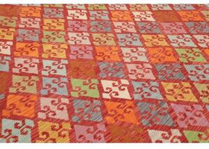 Tappeto Kilim Geometrico Rosso Mattone Multicolore Quadrato 258x292 Cm