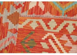 Tappeto Kilim Geometrico Arancione Azzurro 153x191 Cm