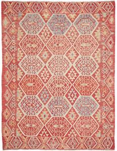 Tappeto Kilim Stilizzato Rosso Mattone Azzurro 180x236 Cm
