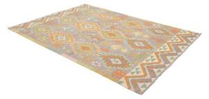 Tappeto Kilim Geometrico Grigio Arancione 170x242 Cm