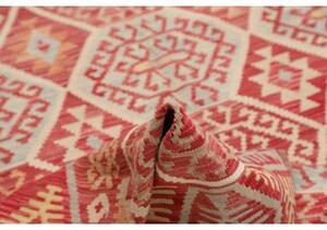 Tappeto Kilim Stilizzato Rosso Mattone Azzurro 180x236 Cm