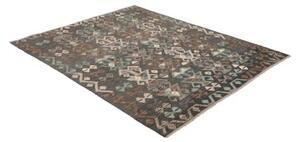 Tappeto Kilim Stilizzato Grigio Scuro Beige 156x195 Cm