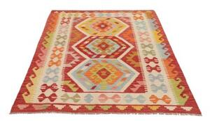 Tappeto Kilim Geometrico Rosso Multicolore 123x174 Cm