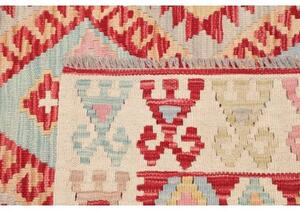 Tappeto Kilim Geometrico Rosso Azzurro Quadrato 167x179 Cm