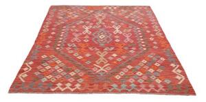 Tappeto Kilim Geometrico Rosso Mattone Multicolore 149x196 Cm