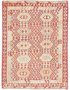 Tappeto Kilim Geometrico Rosso Mattone Beige 149x198 Cm