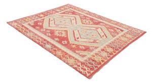 Tappeto Kilim Geometrico Rosso Beige 151x197 Cm
