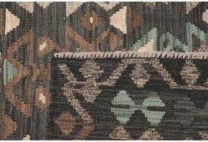 Tappeto Kilim Stilizzato Grigio Scuro Beige 156x195 Cm