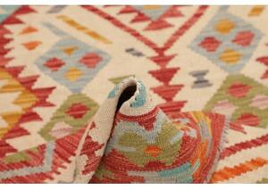 Tappeto Kilim Stilizzato Rosso Avorio 123x175 Cm