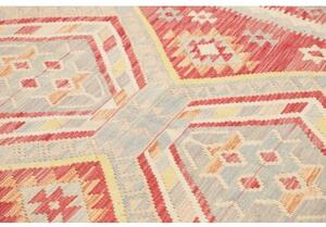 Tappeto Kilim Geometrico Rosso Beige 151x197 Cm
