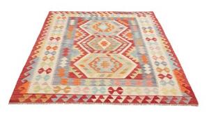 Tappeto Kilim Geometrico Avorio Rosso 147x194 Cm