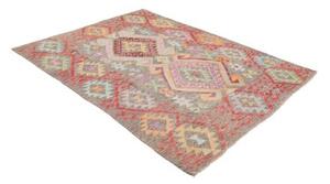 Tappeto Kilim Geometrico Beige Rosso 150x197 Cm