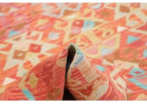 Tappeto Kilim Stilizzato Arancione Azzurro 148x197 Cm