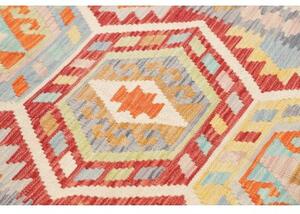 Tappeto Kilim Geometrico Avorio Rosso 147x194 Cm