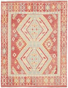 Tappeto Kilim Geometrico Rosso Beige 151x197 Cm